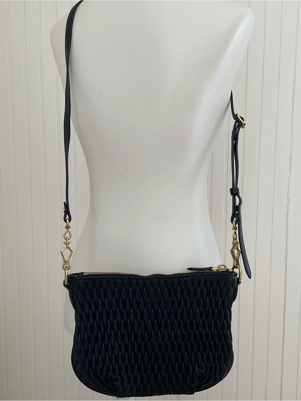 J. Crew Baby Brampton Quilted Leather Hobo Crossbody Bag
